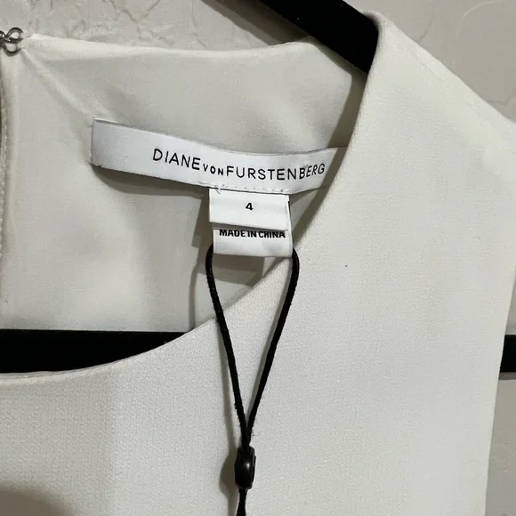 Diane Von Furstenberg Ivory Sleeveless Asymmetrical Dress *NWT*, Size 4 - Picture 2 of 7
